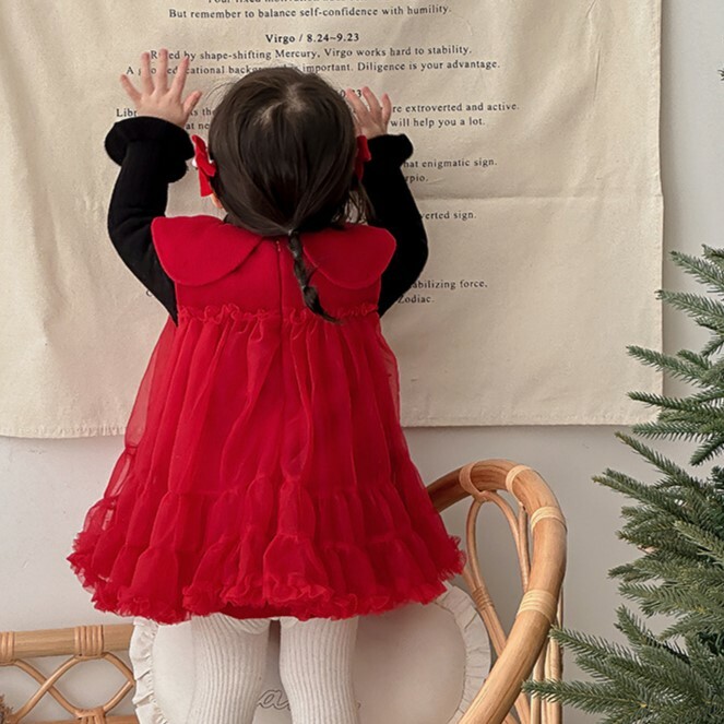 蝴蝶領柔紗洋裝