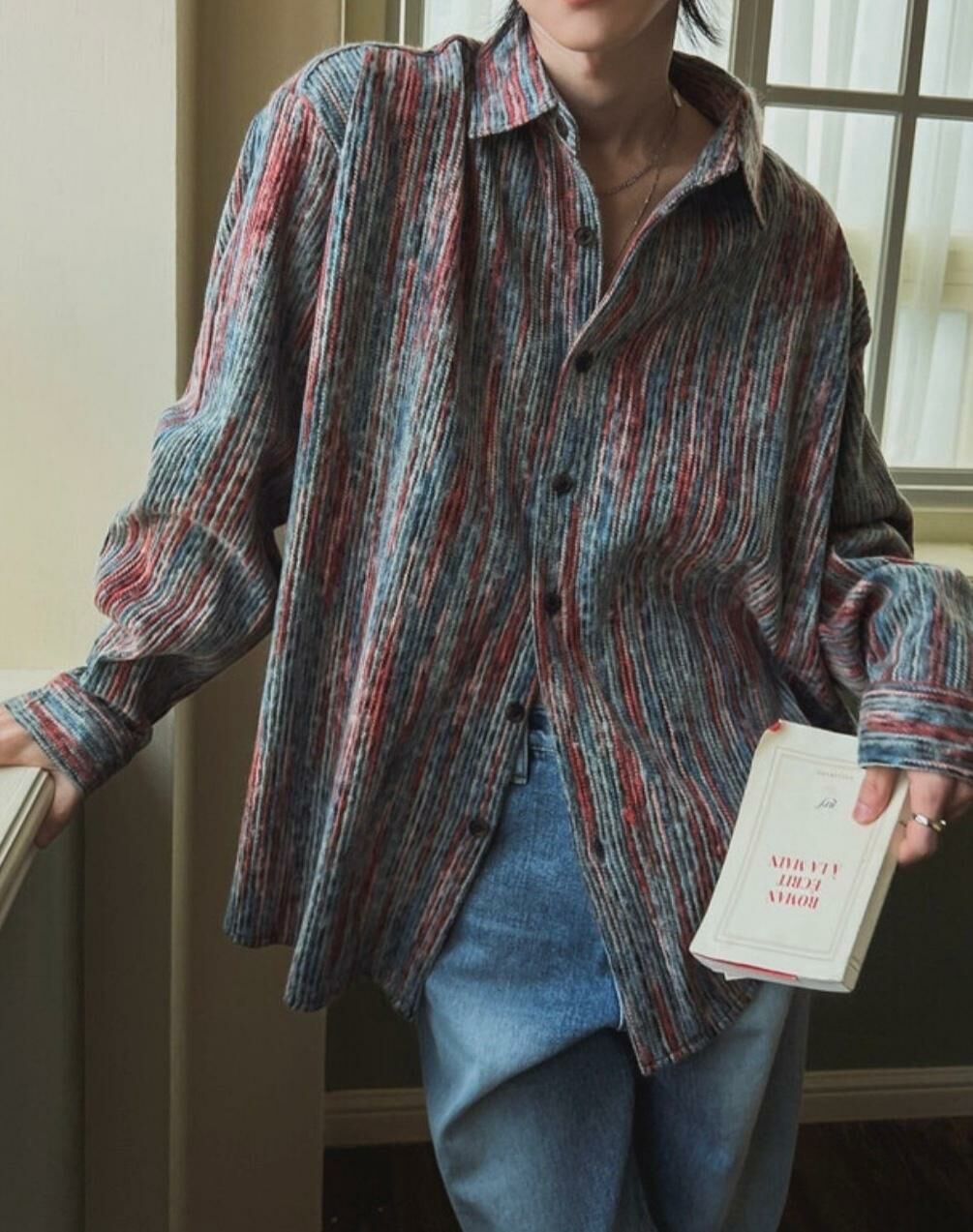 OverSize直紋長袖恤衫 S2294