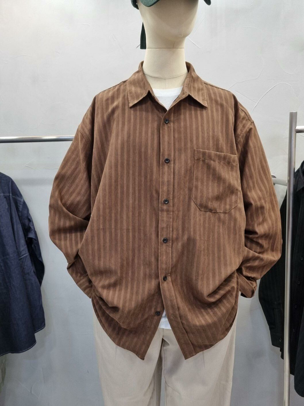 OverSize直紋長袖恤衫 S2296