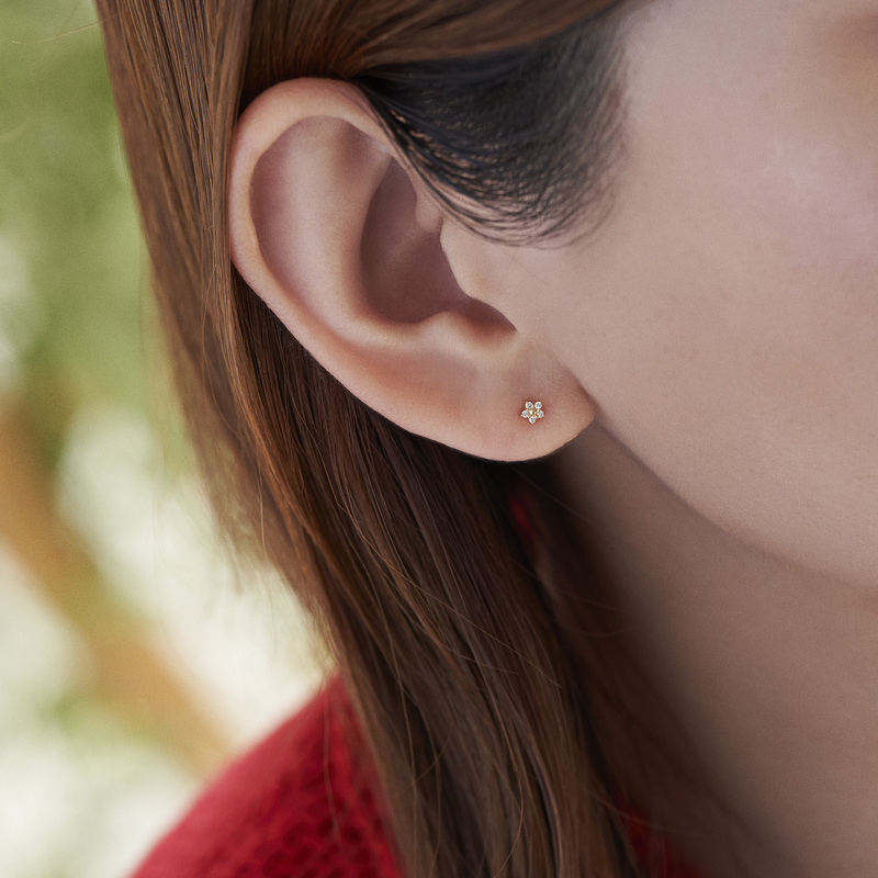 18K金精緻星形鑽石耳環