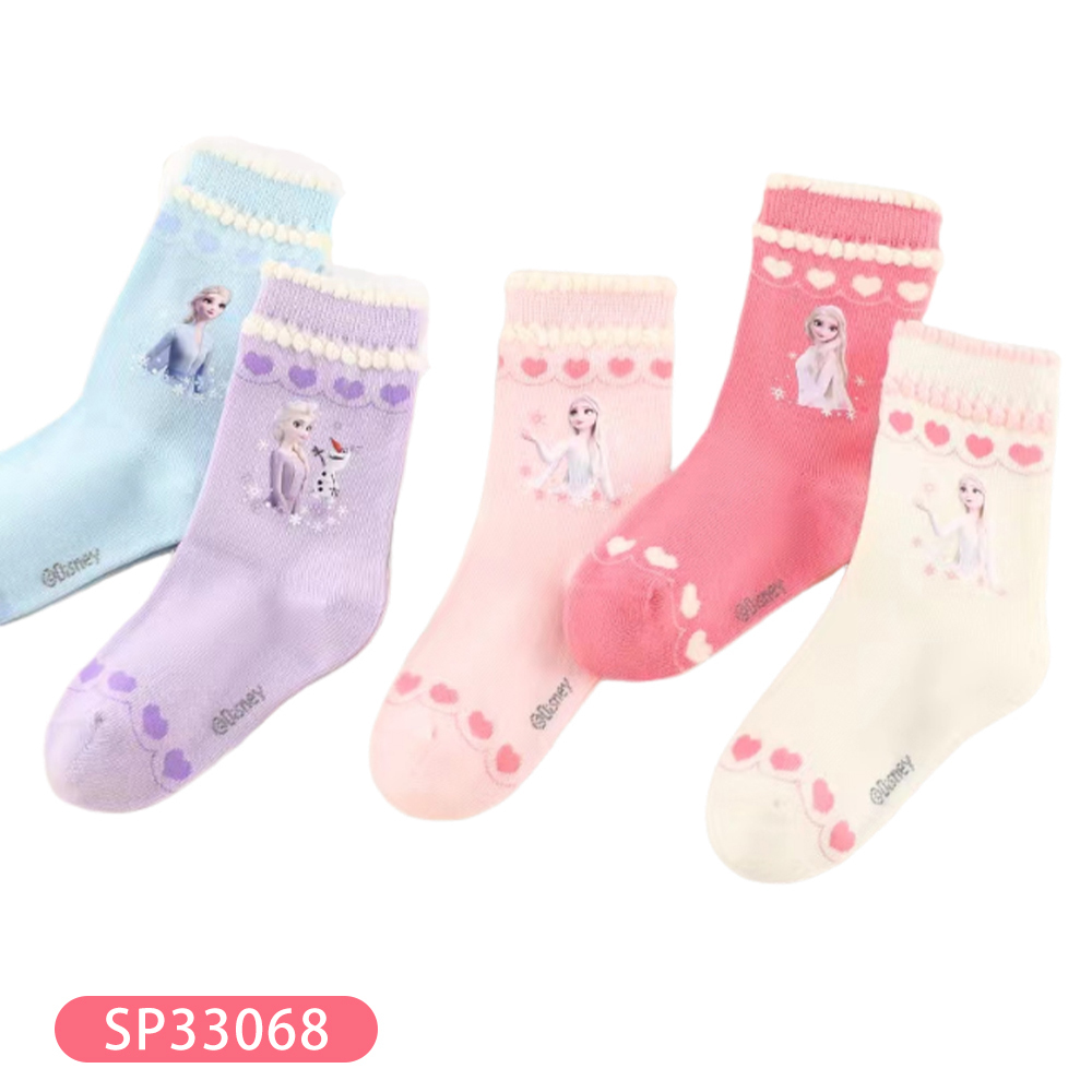 【虎兒寶】迪士尼系列 卡通造型兒童短襪 5雙組 - 冰雪奇緣 愛心童襪  ( SP33068 )