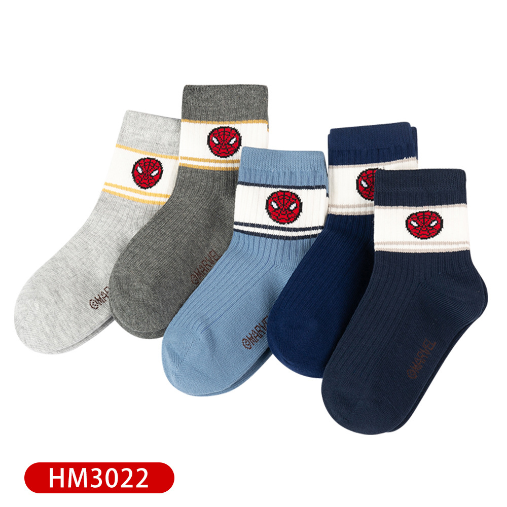 【虎兒寶】迪士尼系列 卡通造型兒童短襪 5雙組 - 蜘蛛人 深色系童襪  ( HM3022 )
