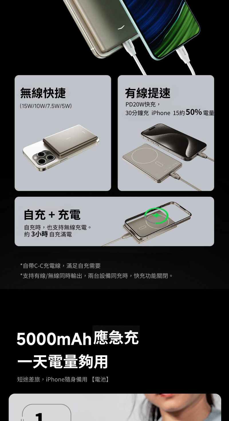 Idmix 超薄磁吸無線行動電源 Q5 Pro