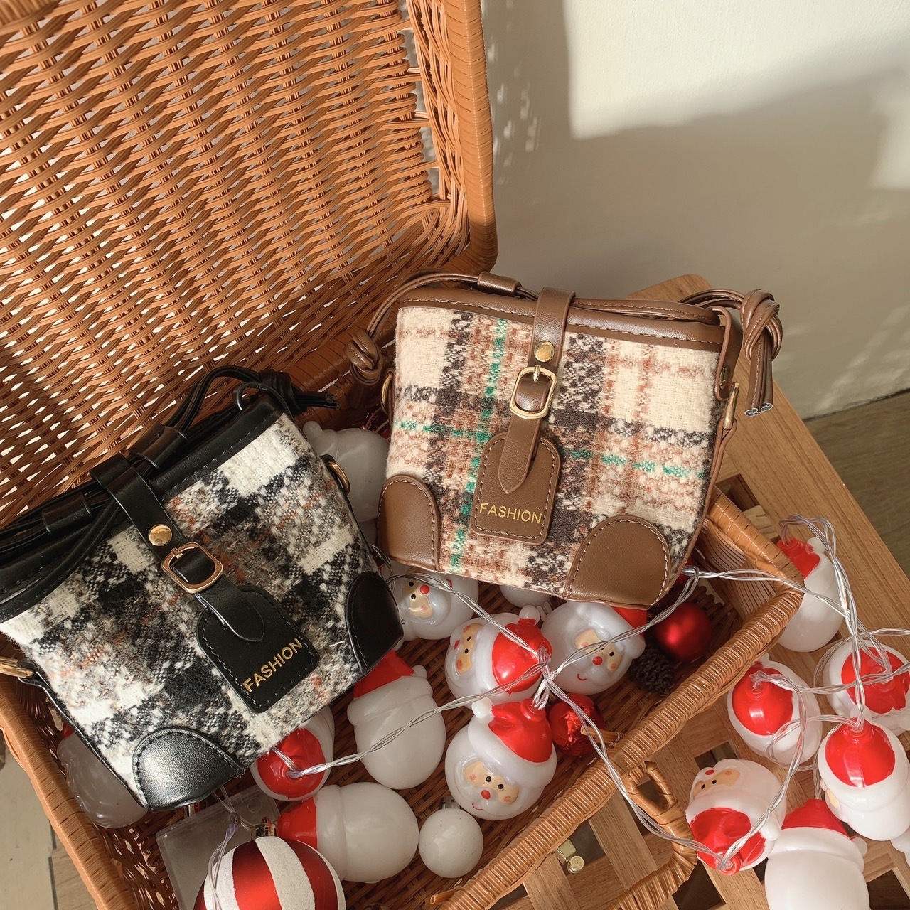 質感百搭菱格紋水桶包