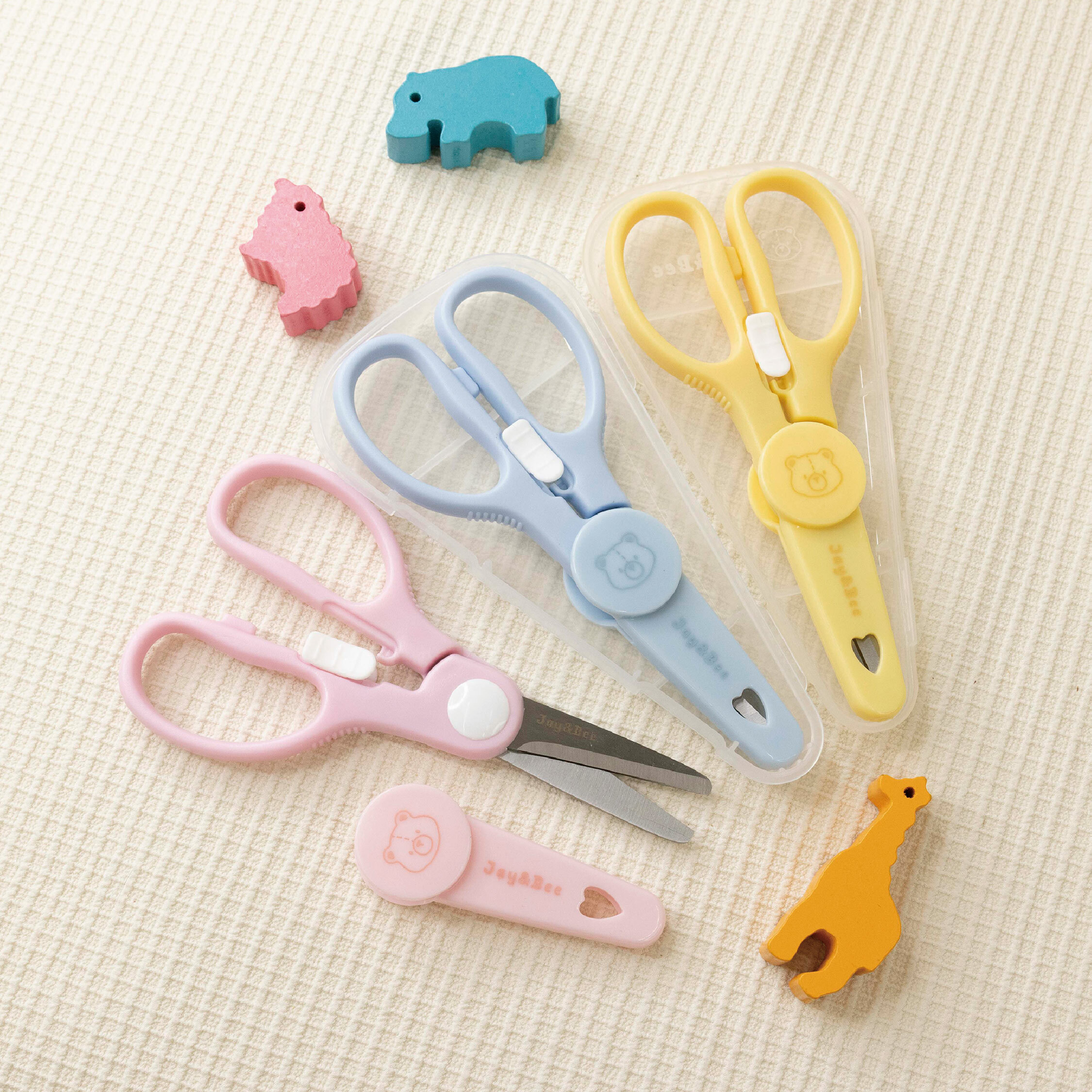 【JB954】小熊安全鎖扣食物剪刀＊三色