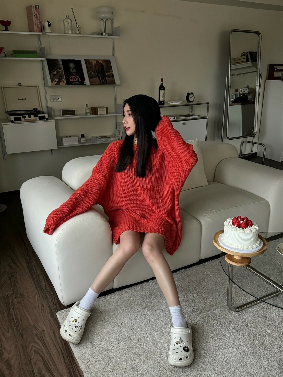 亮色系慵懶針織毛衣