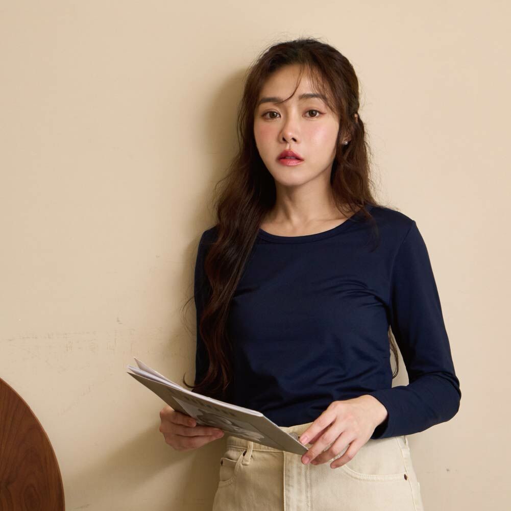 【圓領】速暖絨保暖衣3.0-深藍