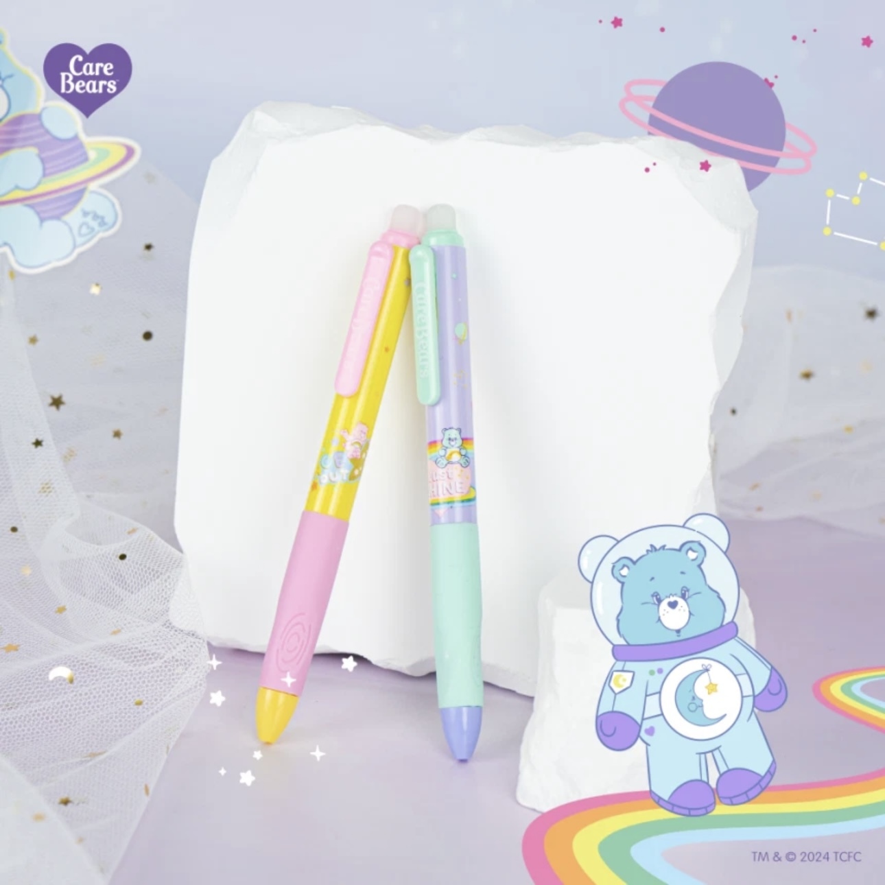 CARE BEARS PEN COSMIC COLLECTION 彩虹熊 藍字 原子筆 擦擦筆 代購