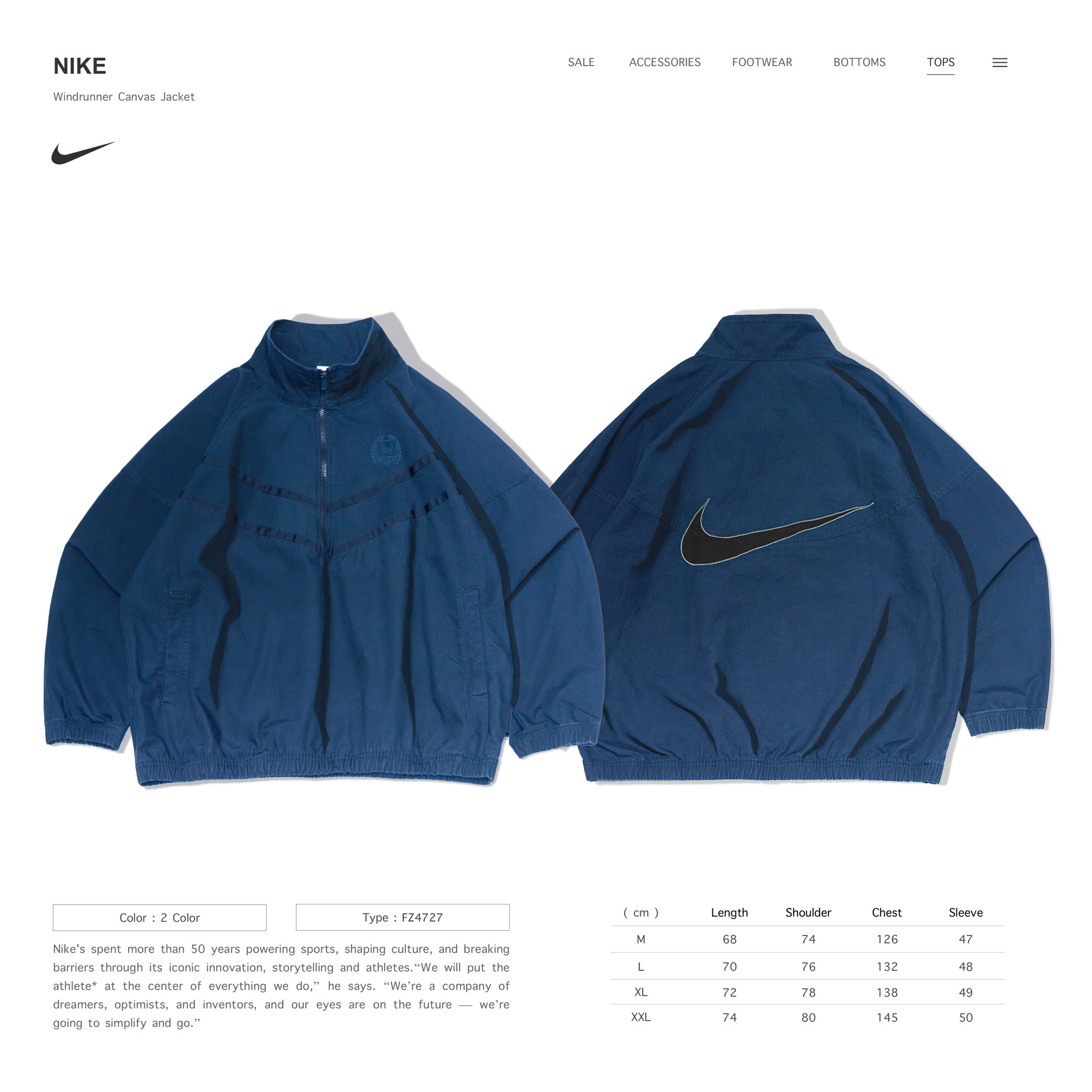 NIKE - Windrunner Canvas Jacket "  FZ4727-476 " - Blue