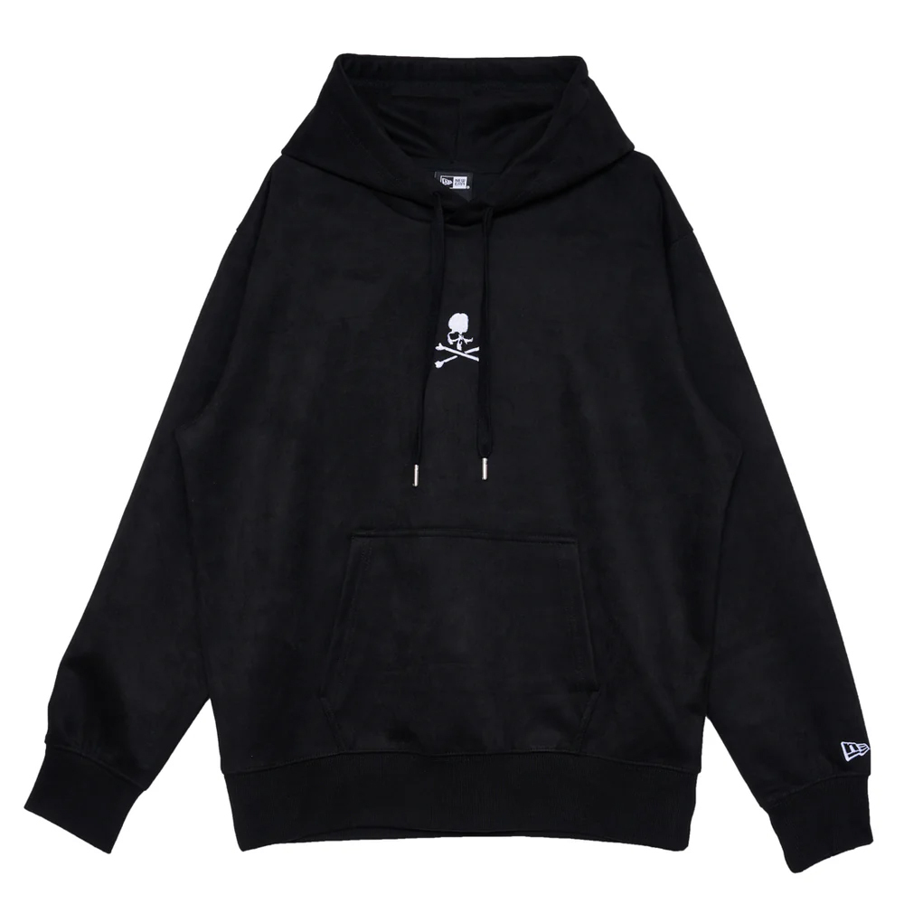 -(E15c01)-MASTERMIND JAPAN X NEW ERA SUEDE HOODIE MMJ LOGO BLK WHT 麂皮 骷髏LOGO 聯名 黑色-MJ24C13-SW103