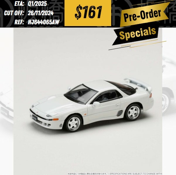 PO-$161 * HOBBY JAPAN * 1:64 MITSUBISHI GTO TWINTURBO JDM STYLE MISTY WHITE PEARL HJ644065AW [OD22/11]