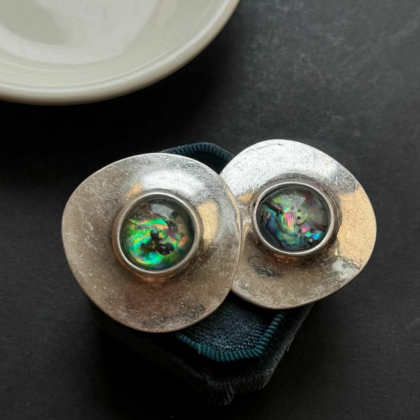 [原石] 鮑魚貝 水晶耳環