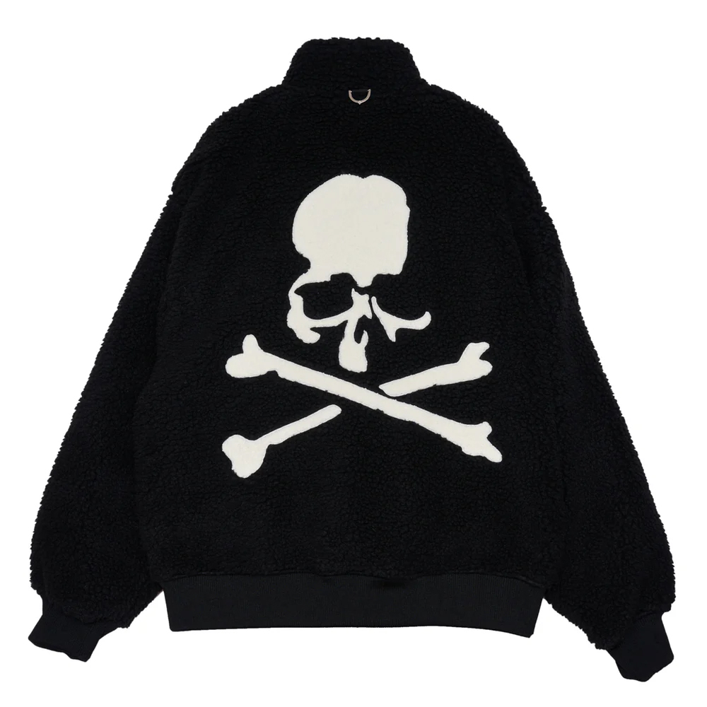 MASTERMIND JAPAN X NEW ERA BOA BLOUSON MMJ LOGO BLK WHT 毛紡外套 骷髏LOGO 聯名 黑色-MJ24C13-BL107