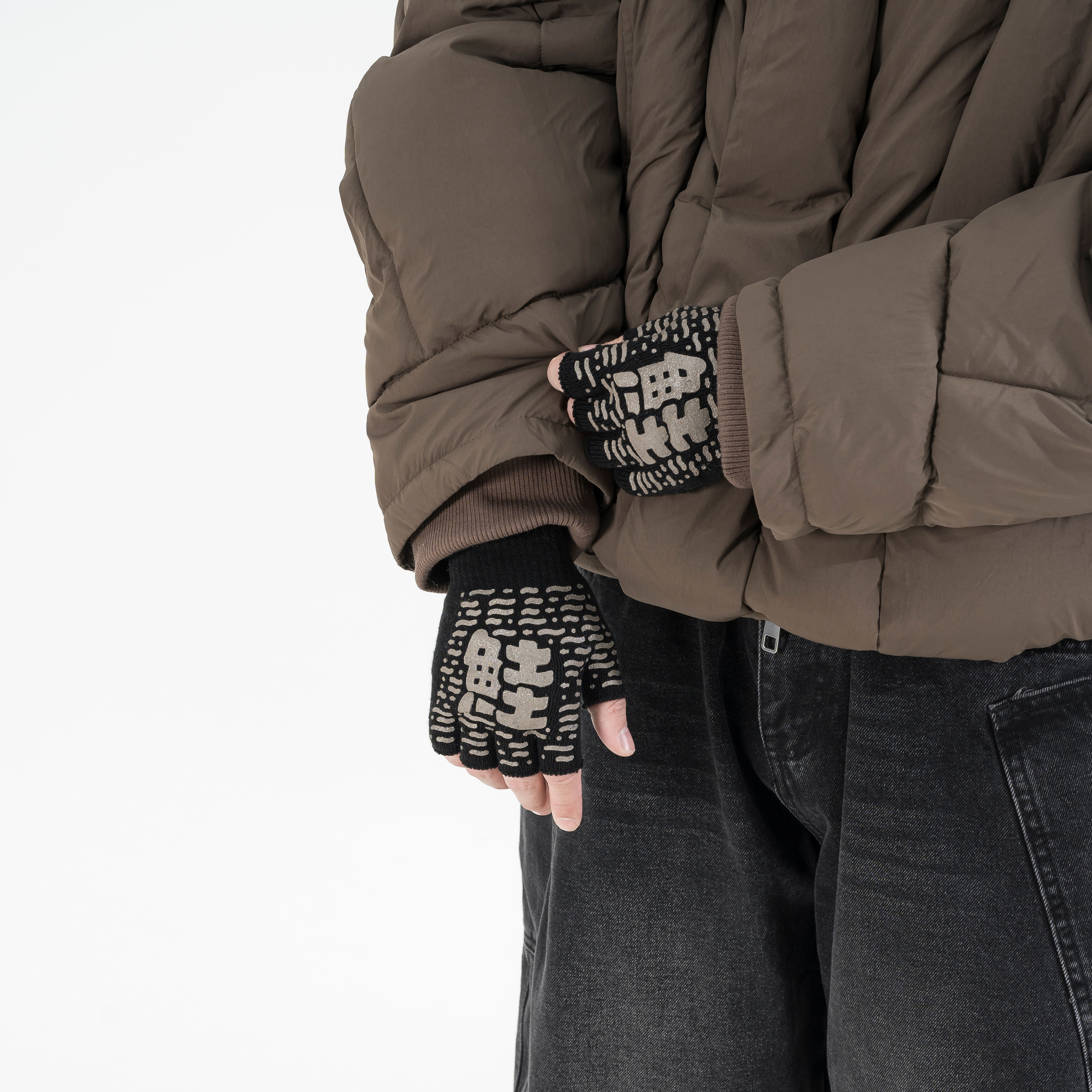 AGILITY Foam Print Knit Gloves 發泡印 針織 半指 保暖手套 [A-KG]