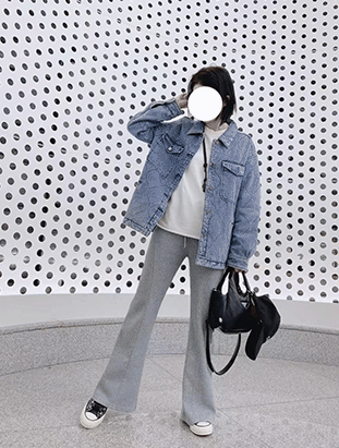 秋冬新款/衍線縫鋪棉牛仔外套