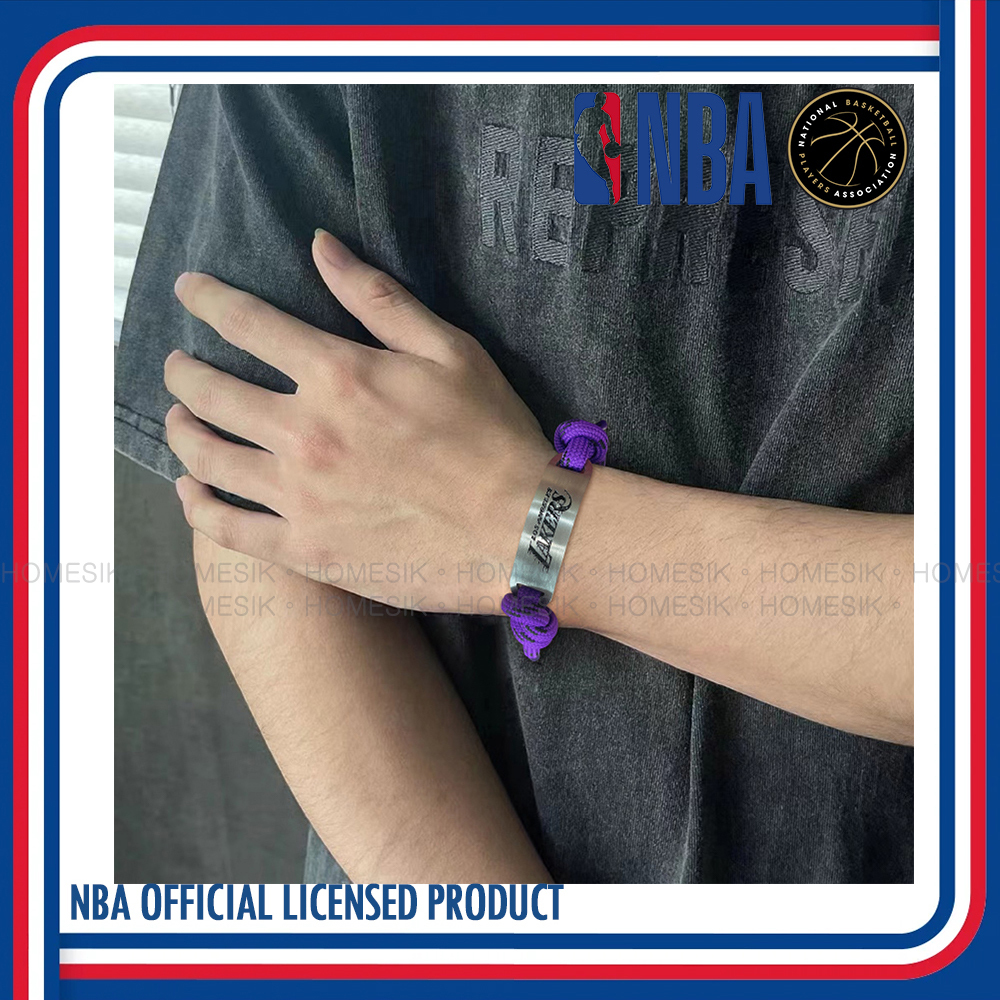 洛杉磯湖人隊 (紫色) 鞋帶金屬牌復古手帶
