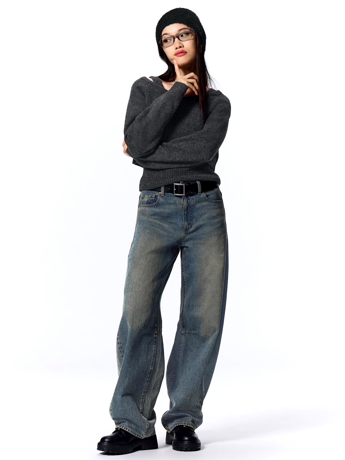 #現貨 GU barrel leg 錐型牛仔褲 女生 352152 五色