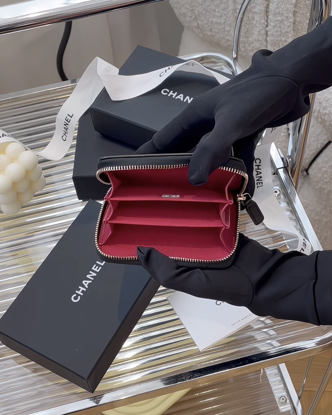 CHANEL｜19拉鍊三層零錢卡包 黑色