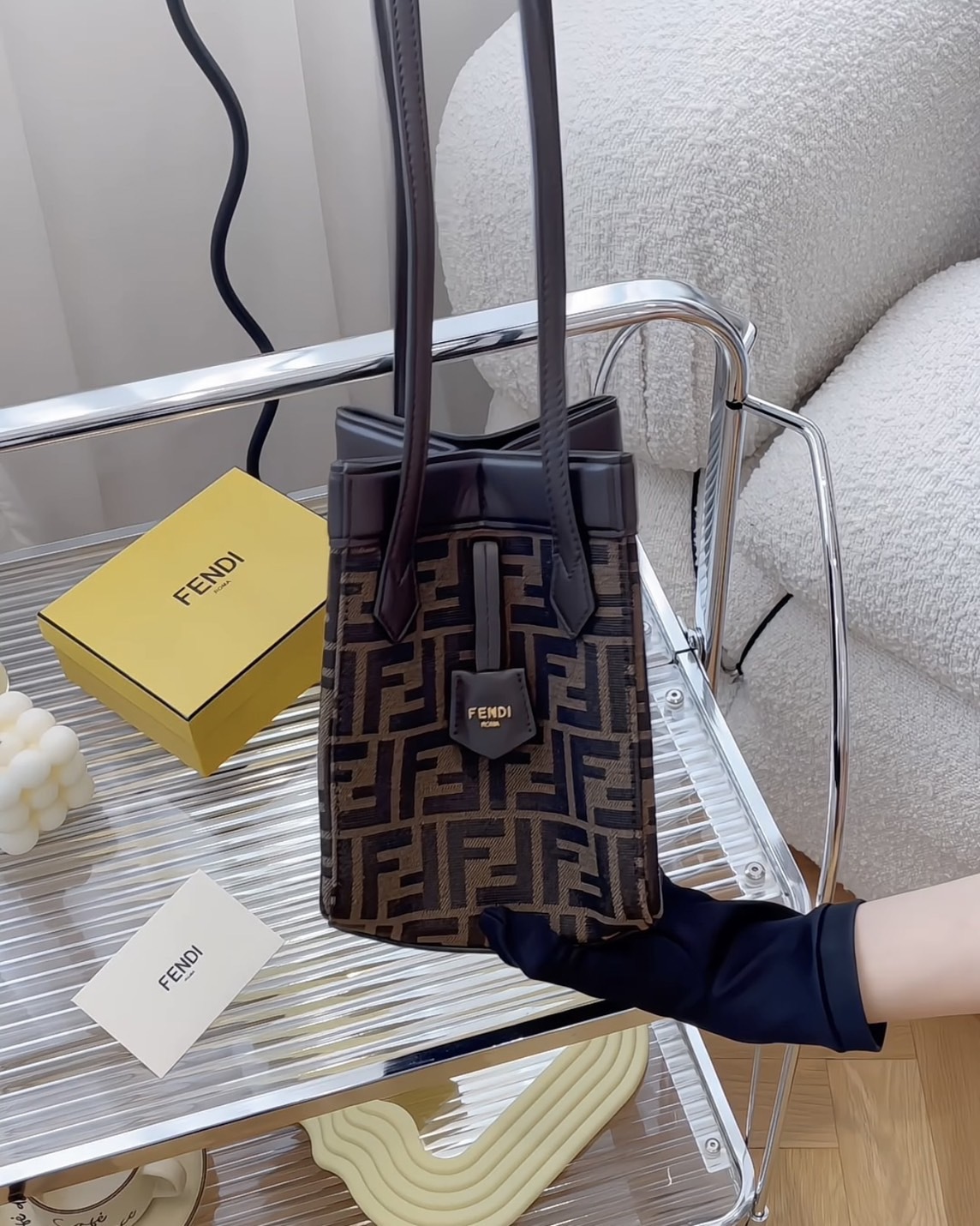 FENDI｜FF ORIGAMI迷你摺紙包 棕色老花