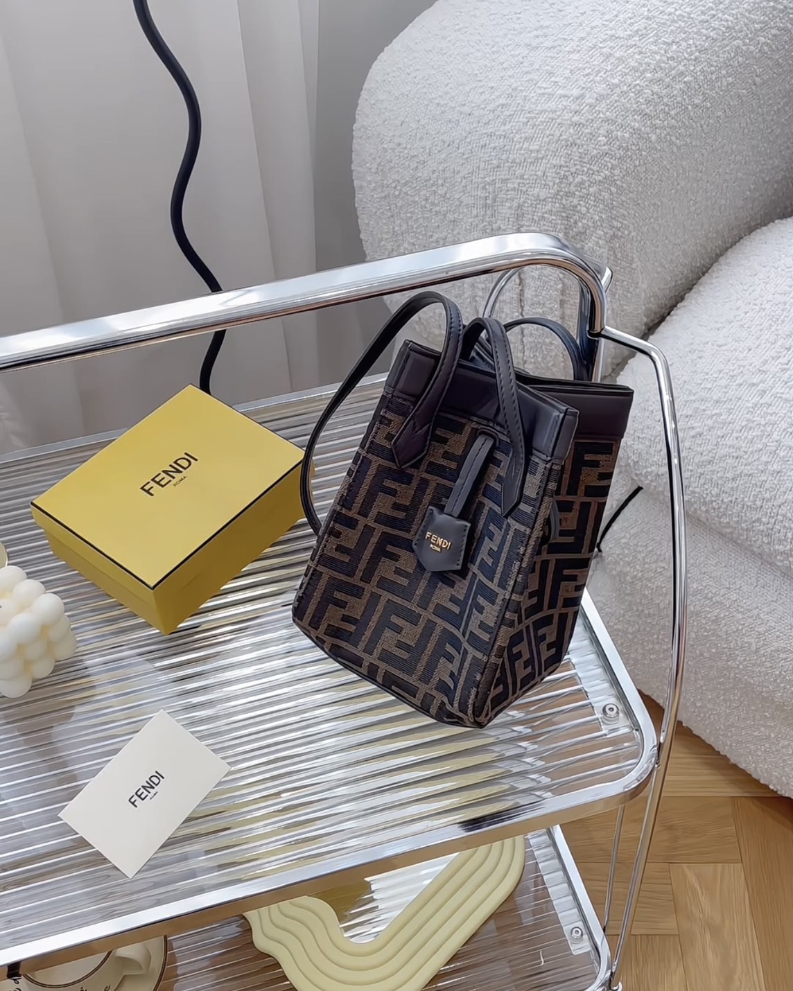 FENDI｜FF ORIGAMI迷你摺紙包 棕色老花