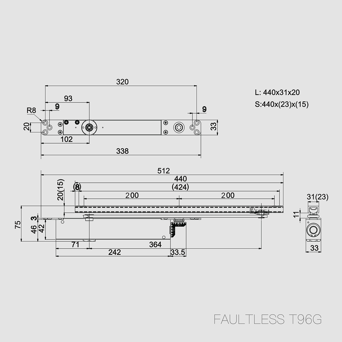 FAULTLESS t96g 尺寸圖