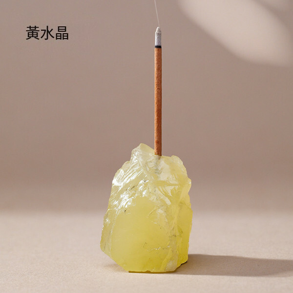 天然水晶原石香插--香爐礦石底座 家居桌面擺件【東海黃水晶 3-5cm裸石/底磨平】1件