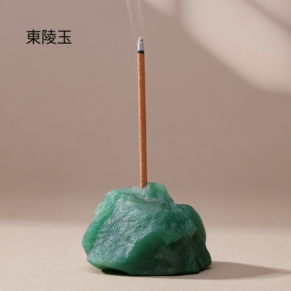 天然水晶原石香插--香爐礦石底座 家居桌面擺件【東陵玉 3-5cm裸石/底磨平】1件