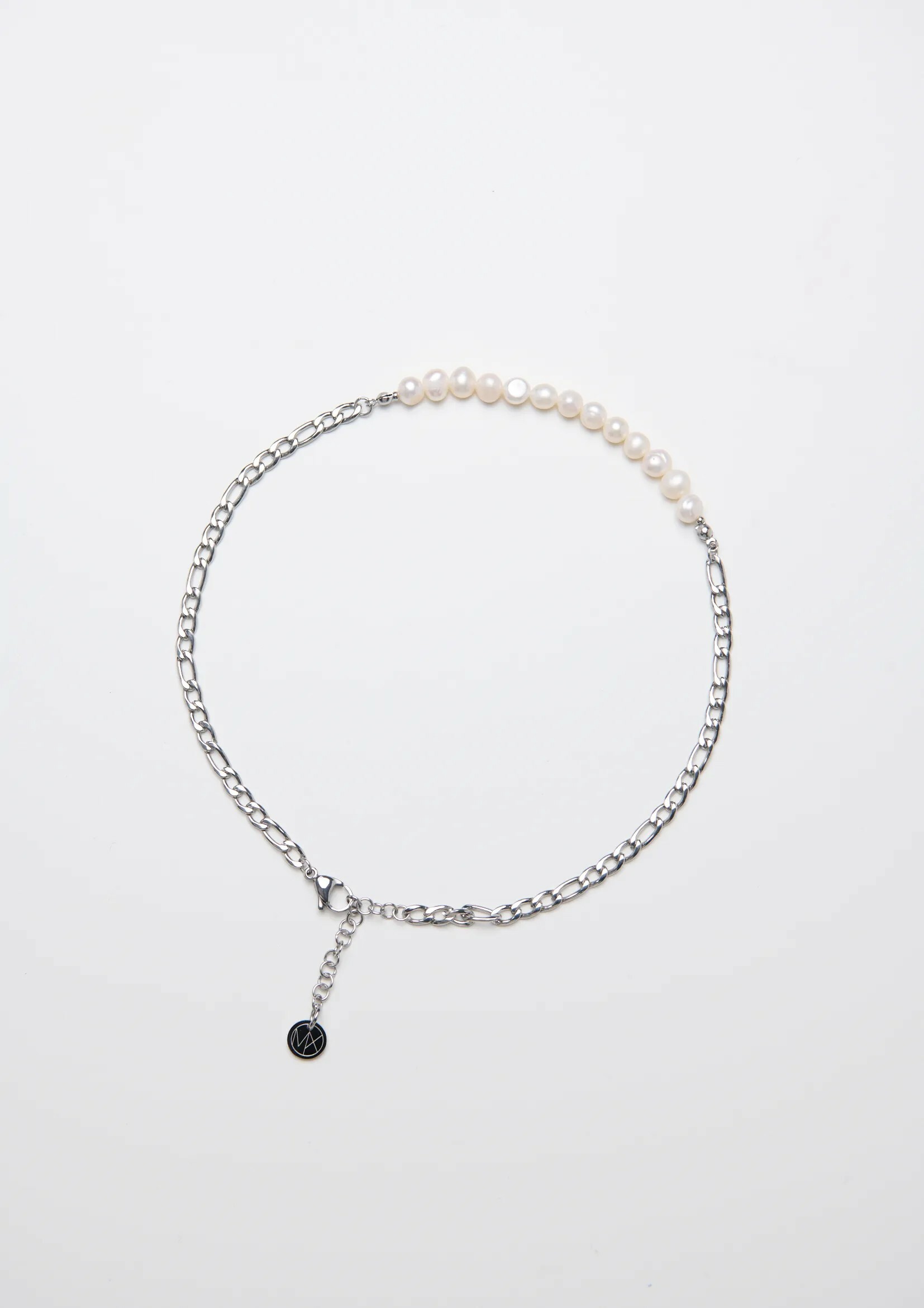 MIXTURE MP033 純鋼 扁鏈 拼接 淡水 珍珠 項鍊