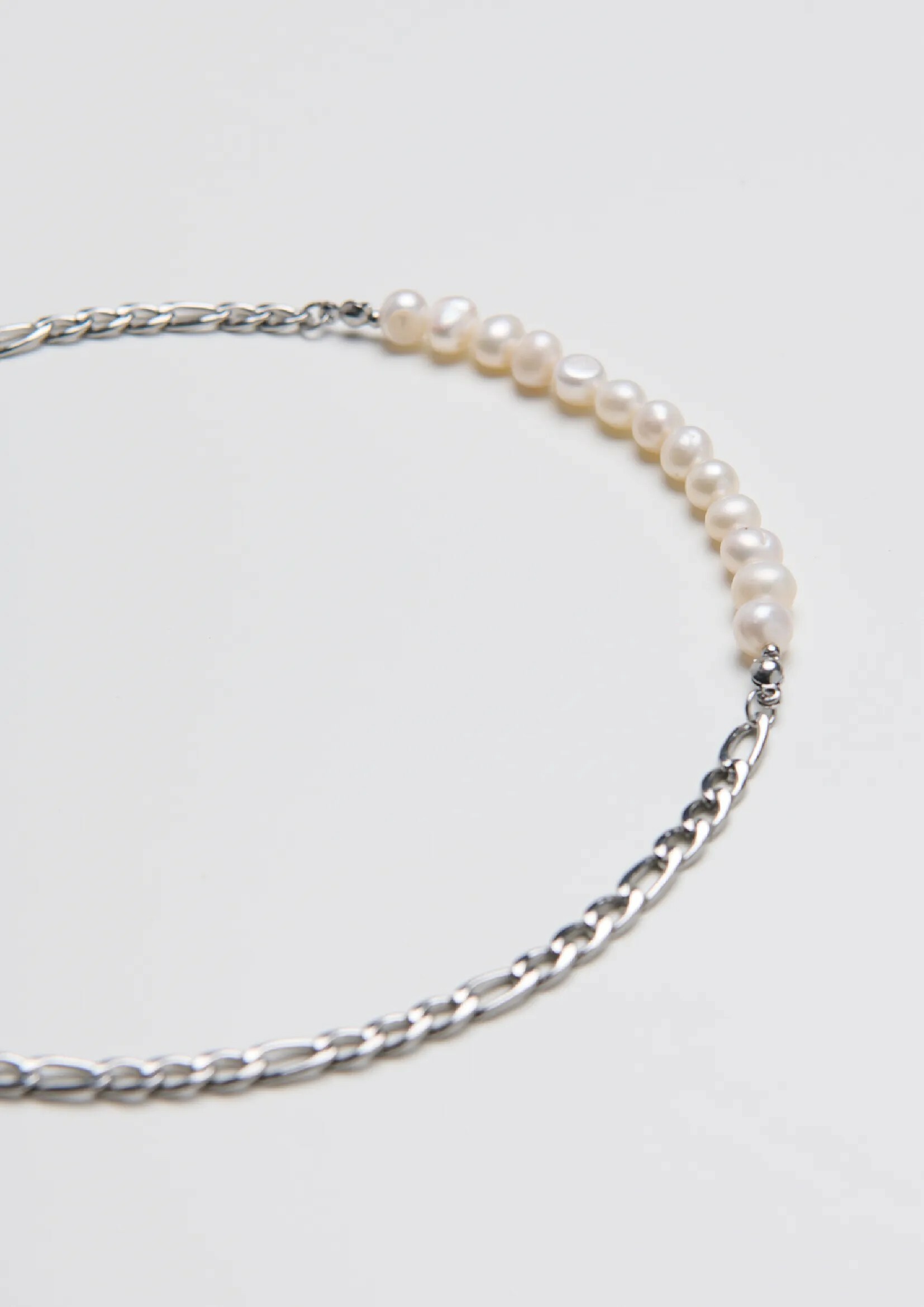 MIXTURE MP033 純鋼 扁鏈 拼接 淡水 珍珠 項鍊