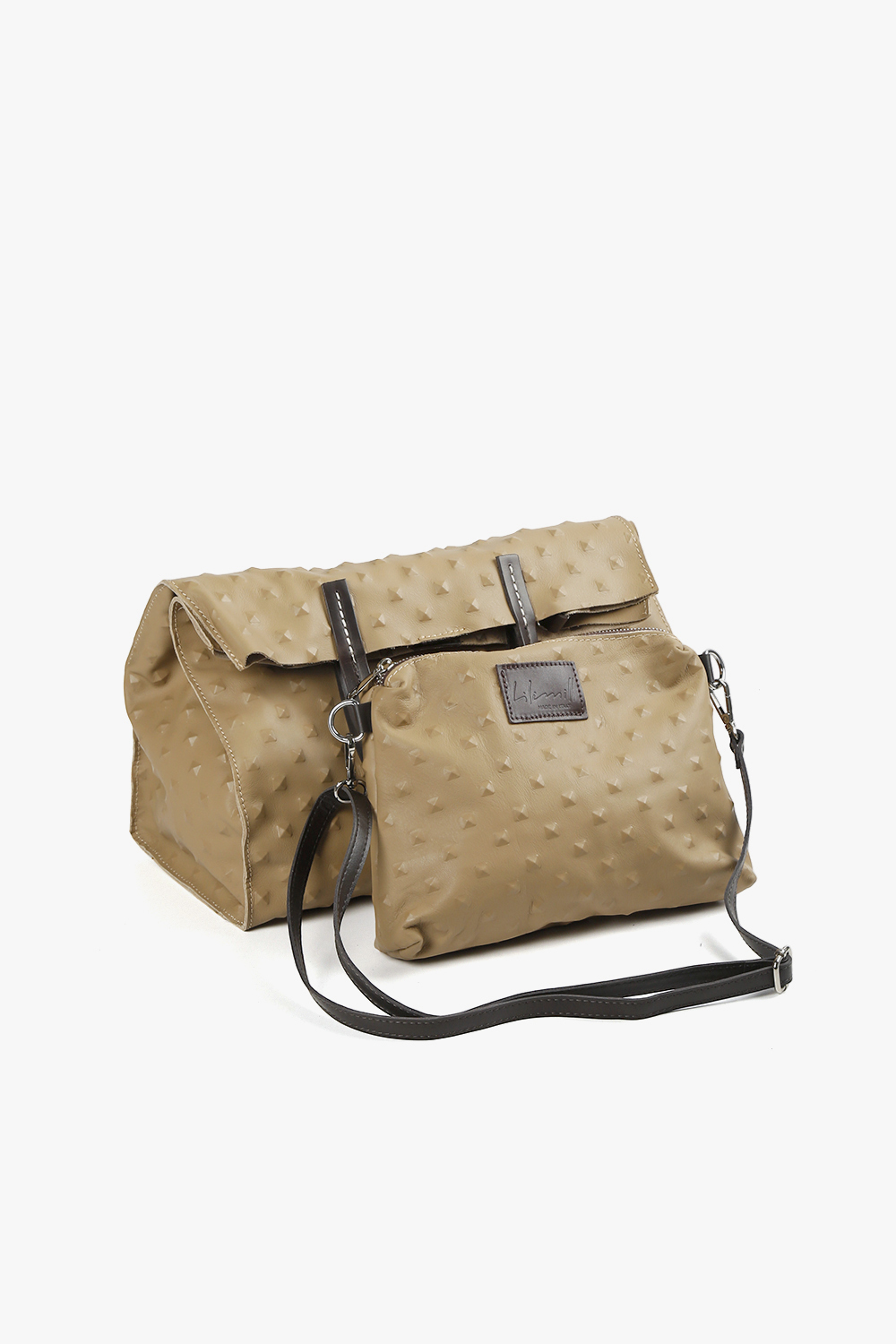 Pebble 立體壓紋托特包 深米