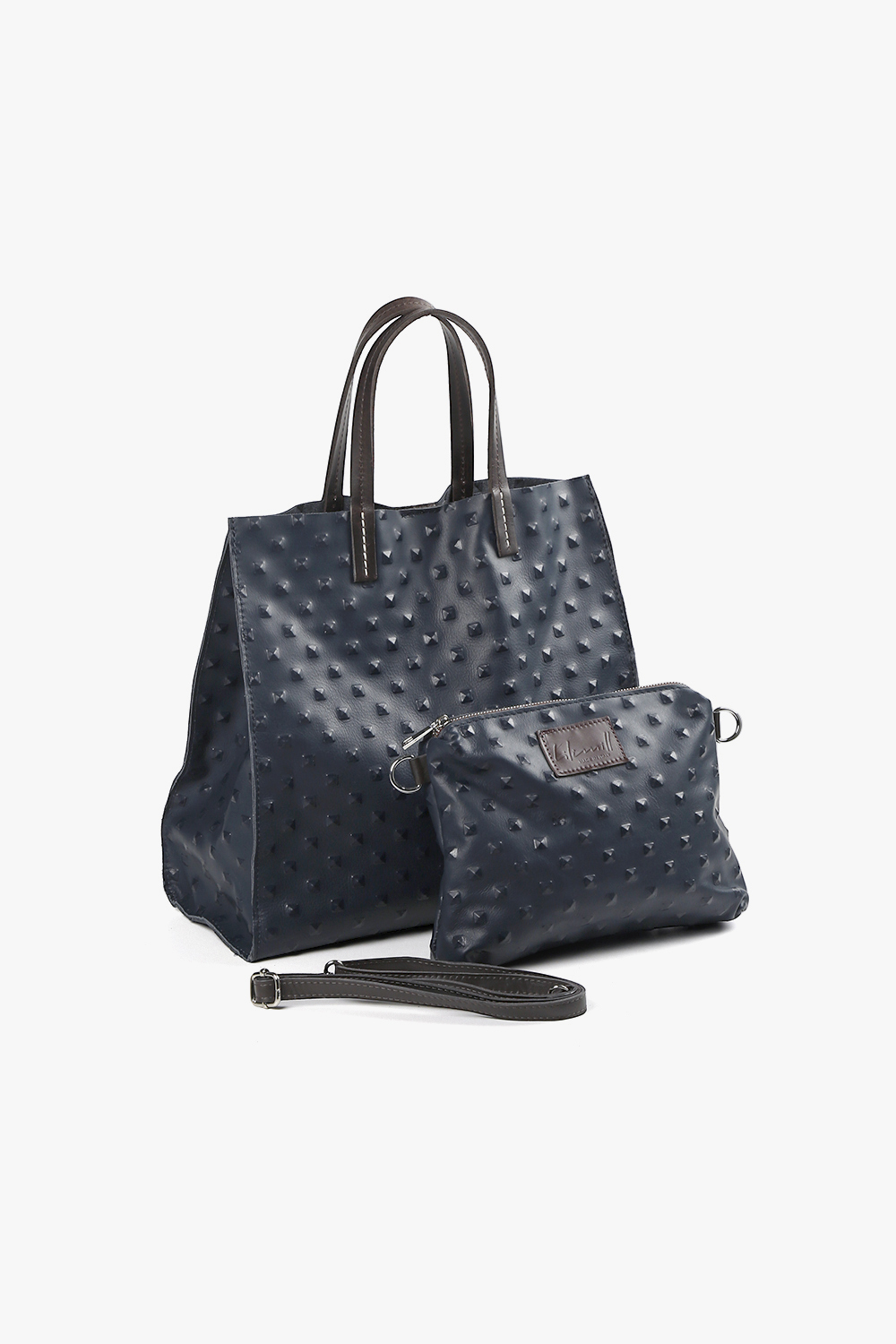 Pebble 立體壓紋托特包 深藍