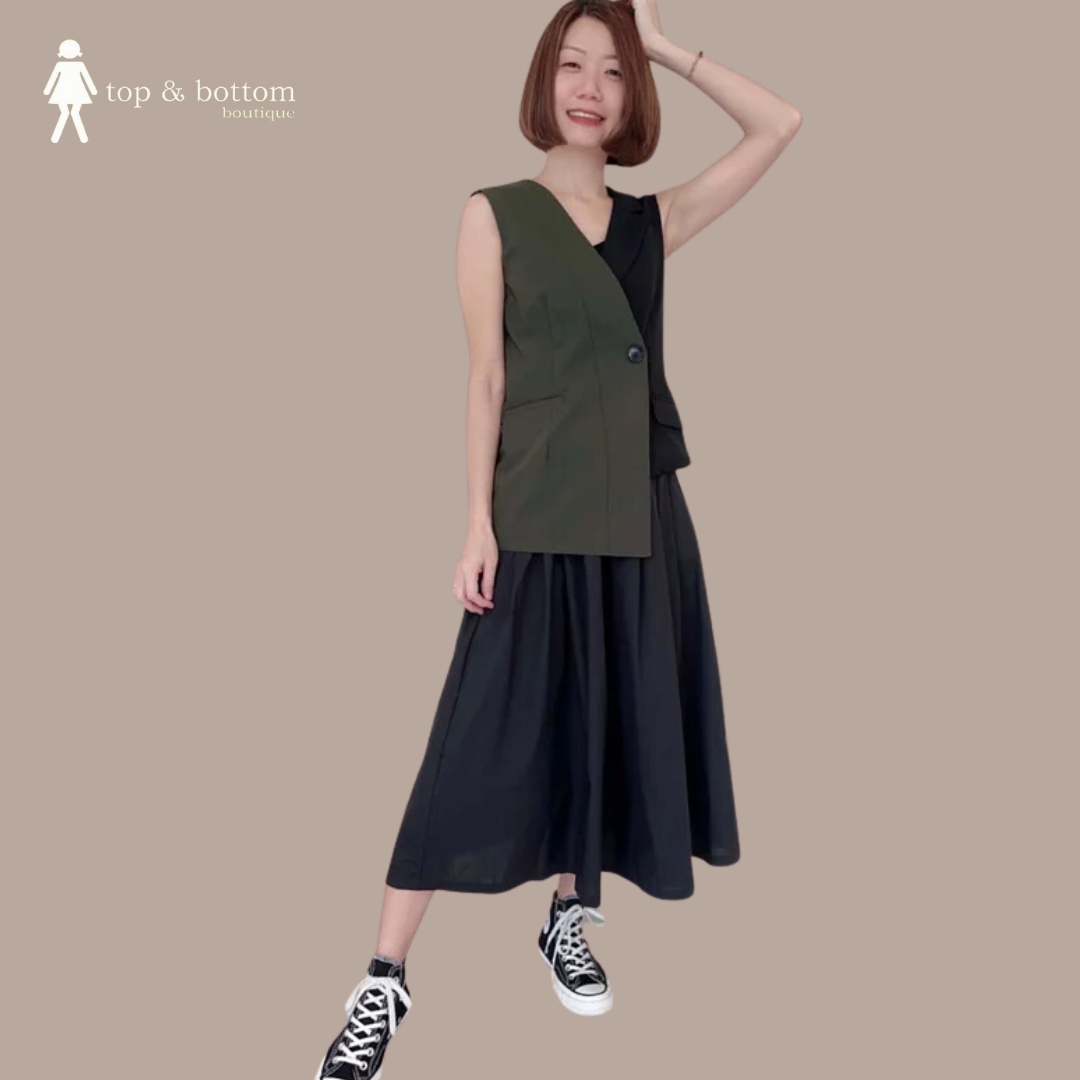 TWO TONE VEST BLOUSE