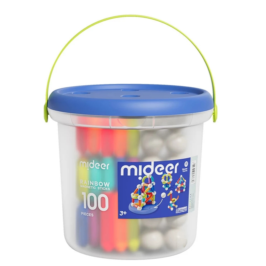 【樂森藥局】mideer 彩虹磁力棒 60片／100片（皆含收納桶）