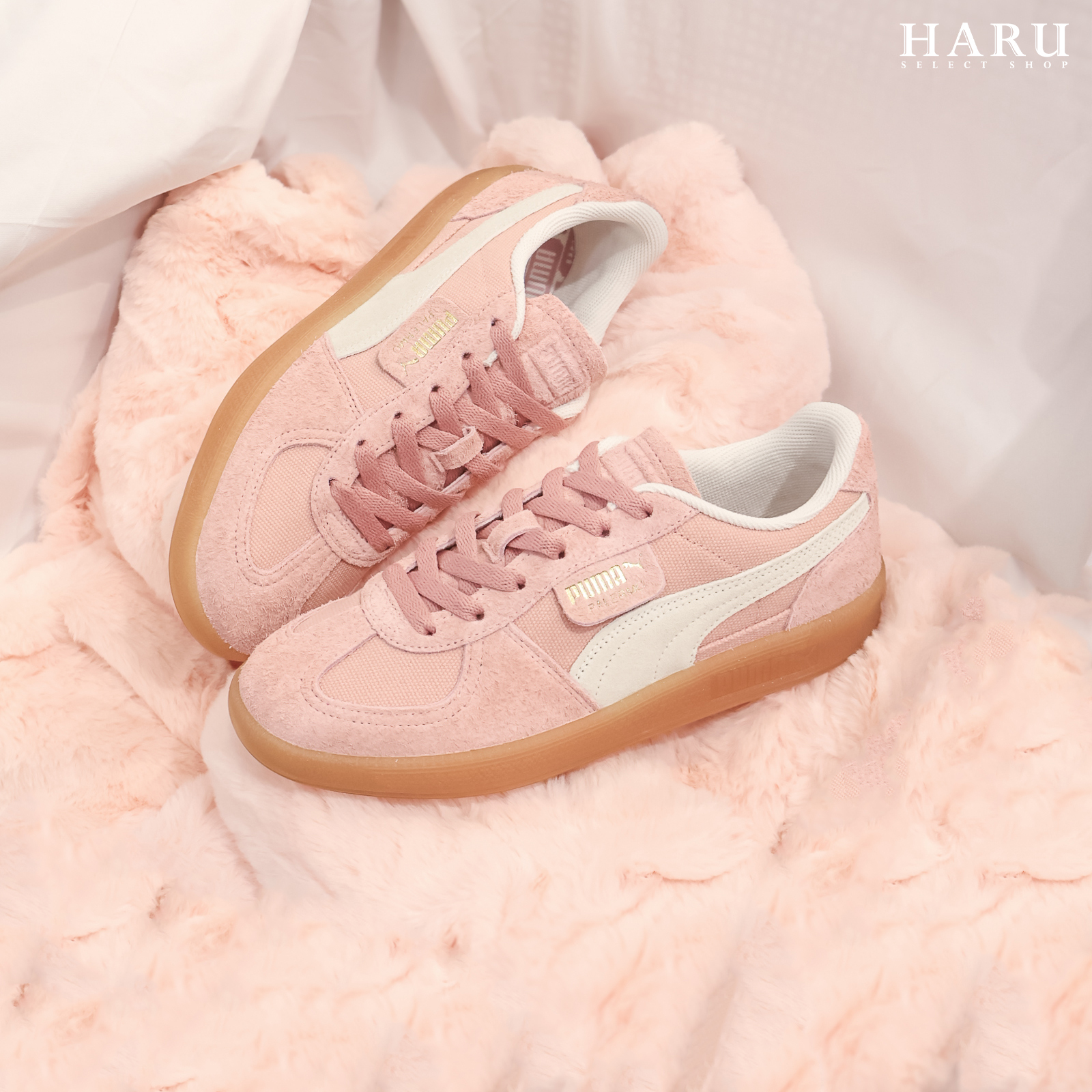 Rosé代言同款 朴彩英 PUMA PALERMO VINTAGE 玫瑰粉 豆沙粉 粉白 焦糖底 網眼 麂皮 拼接 德訓鞋 復古休閒鞋 396841-10