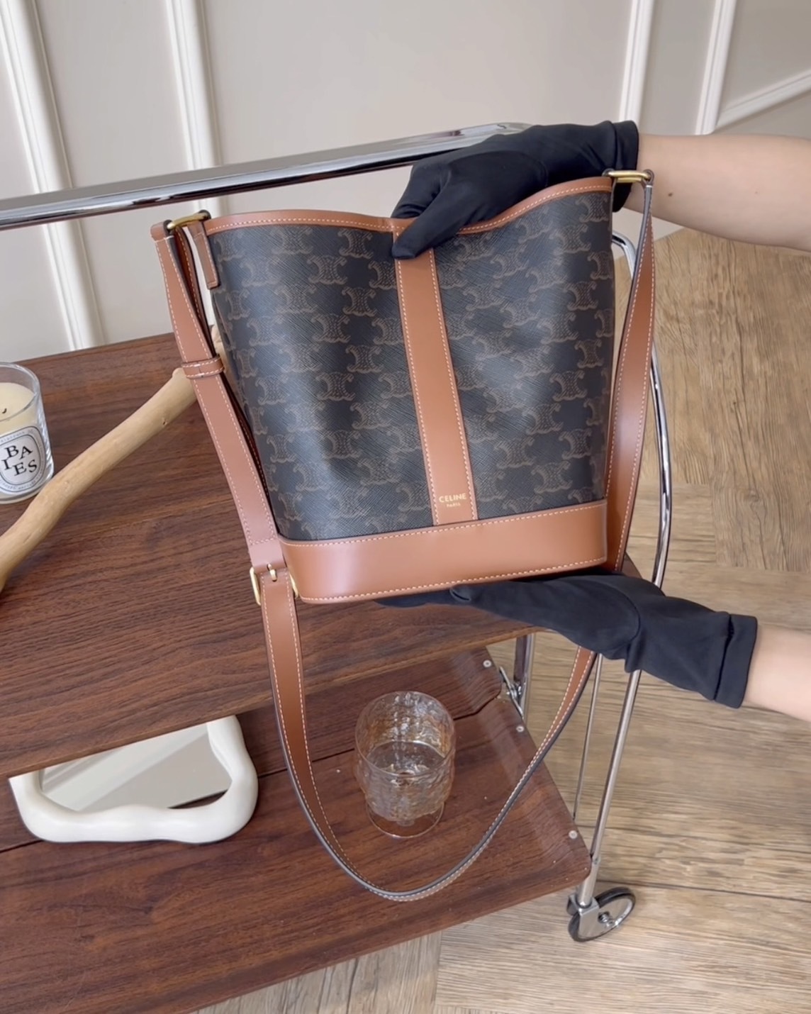 CELINE｜凱旋門小號水桶包 深老花