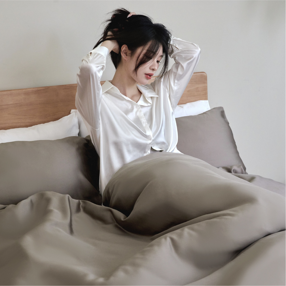 久賴-韓式簡約｜60支天絲™床包兩用被四件組- 焦茶棕