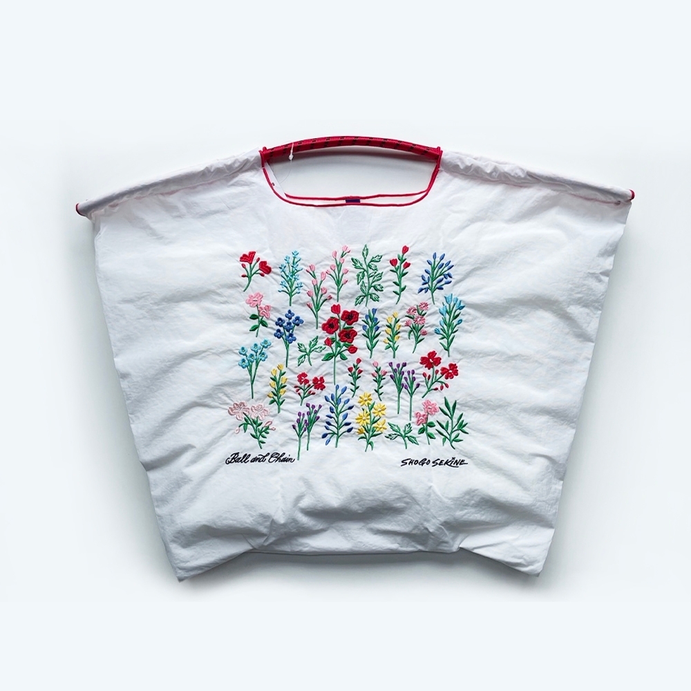 Ball＆Chain 刺繡環保購物袋 L號 - 白 (32310204)
