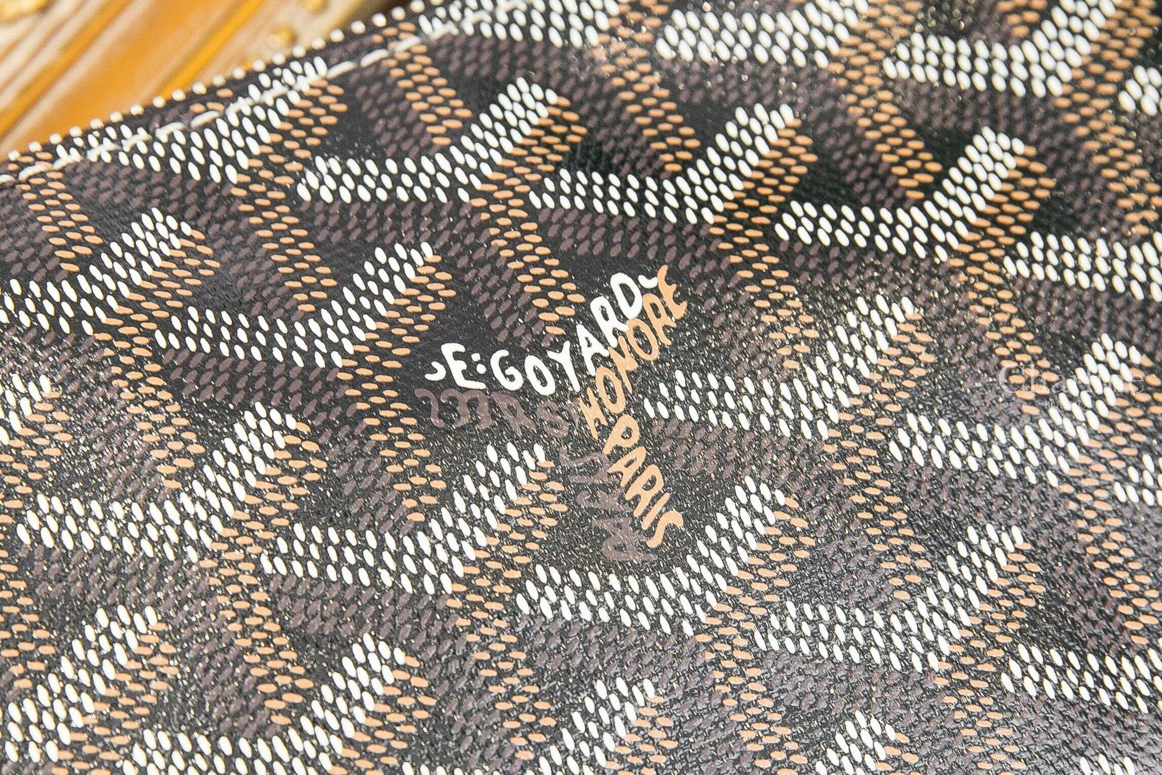 Goyard Sénat Mini Pouch 黑色拼咖啡色滾邊迷你小牛皮黃色內裡銀色拉鍊零錢包