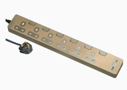 施耐德電器 Schneider Electric 13A 四/六位獨立開關安全插座 連兩位USB A+C充電插座 (連3米線) 沉醉金