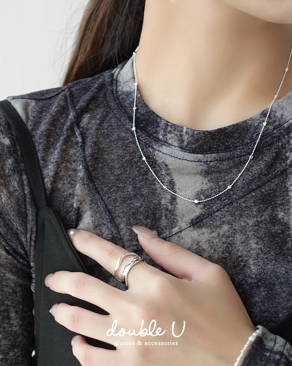 極簡珠串鎖骨鍊・純銀項鍊 (HNS10182)