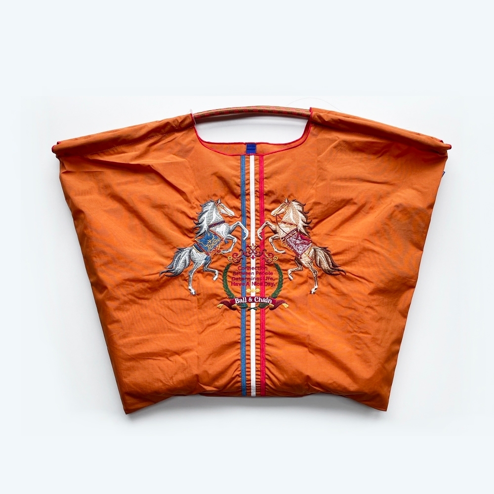 Ball＆Chain 刺繡環保購物袋 L號 - 橘 (30112407)