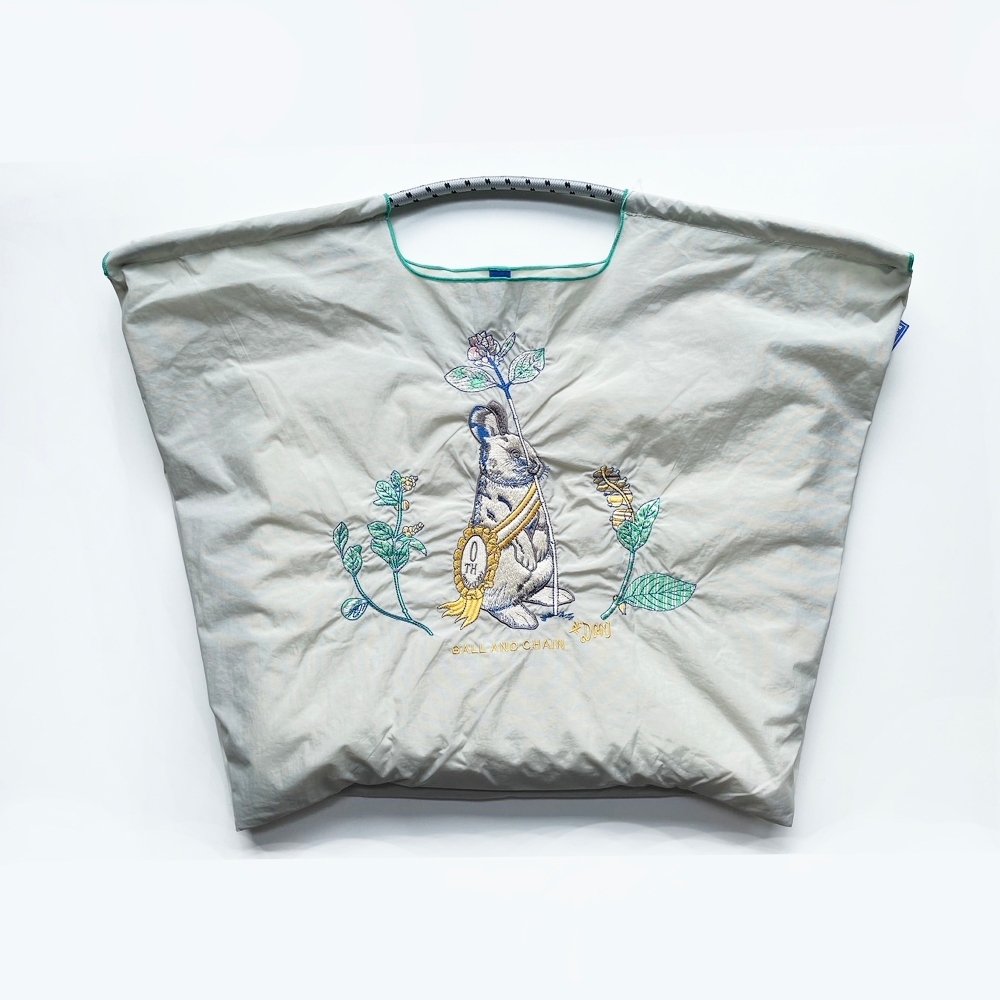 Ball＆Chain 刺繡環保購物袋 L號 - 淺灰 (31310427)