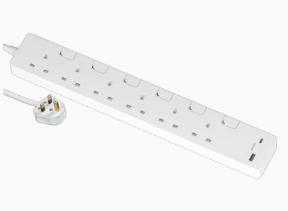 施耐德電器 Schneider Electric 13A 四/六位獨立開關安全插座 連兩位USB A+C充電插座 (連3米線) 白色