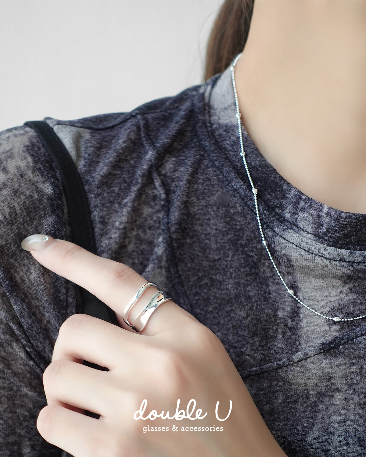 流線環狀・純銀戒指 (JRS10352)