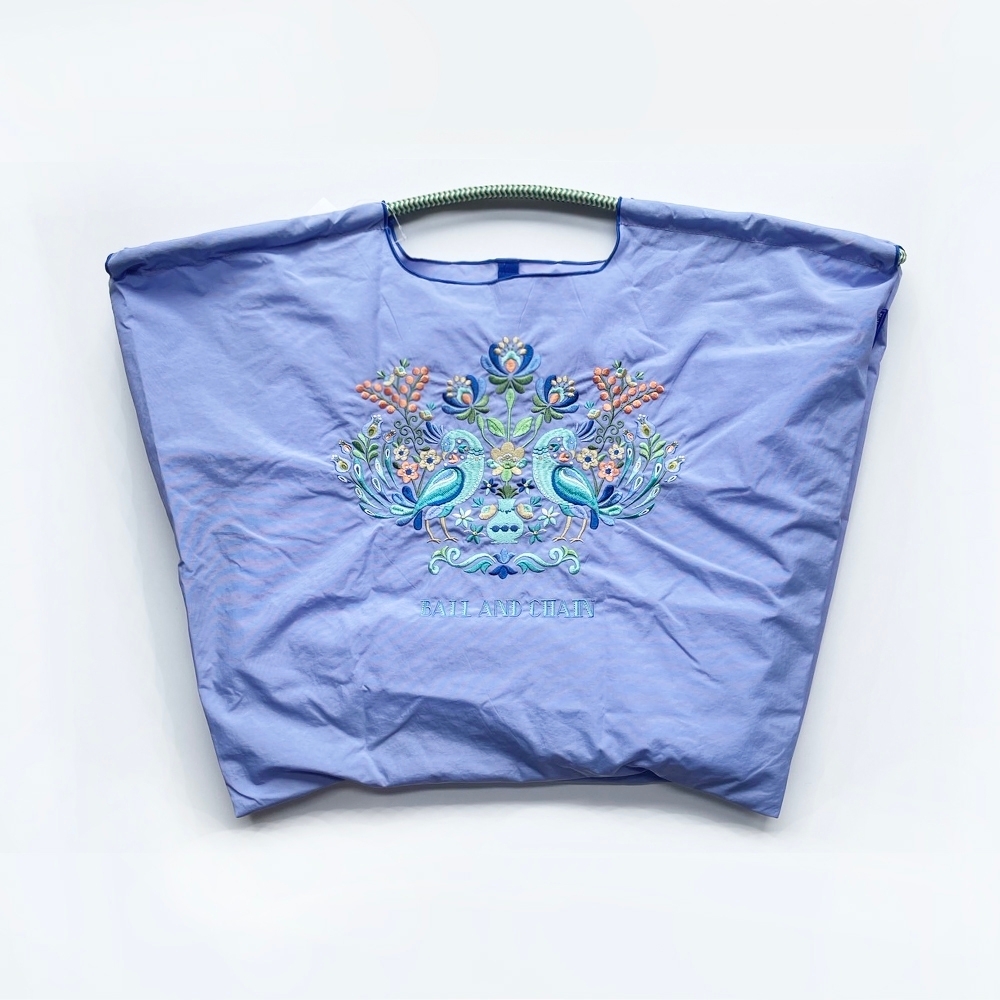 Ball＆Chain 刺繡環保購物袋 L號 - 紫 (30113626)