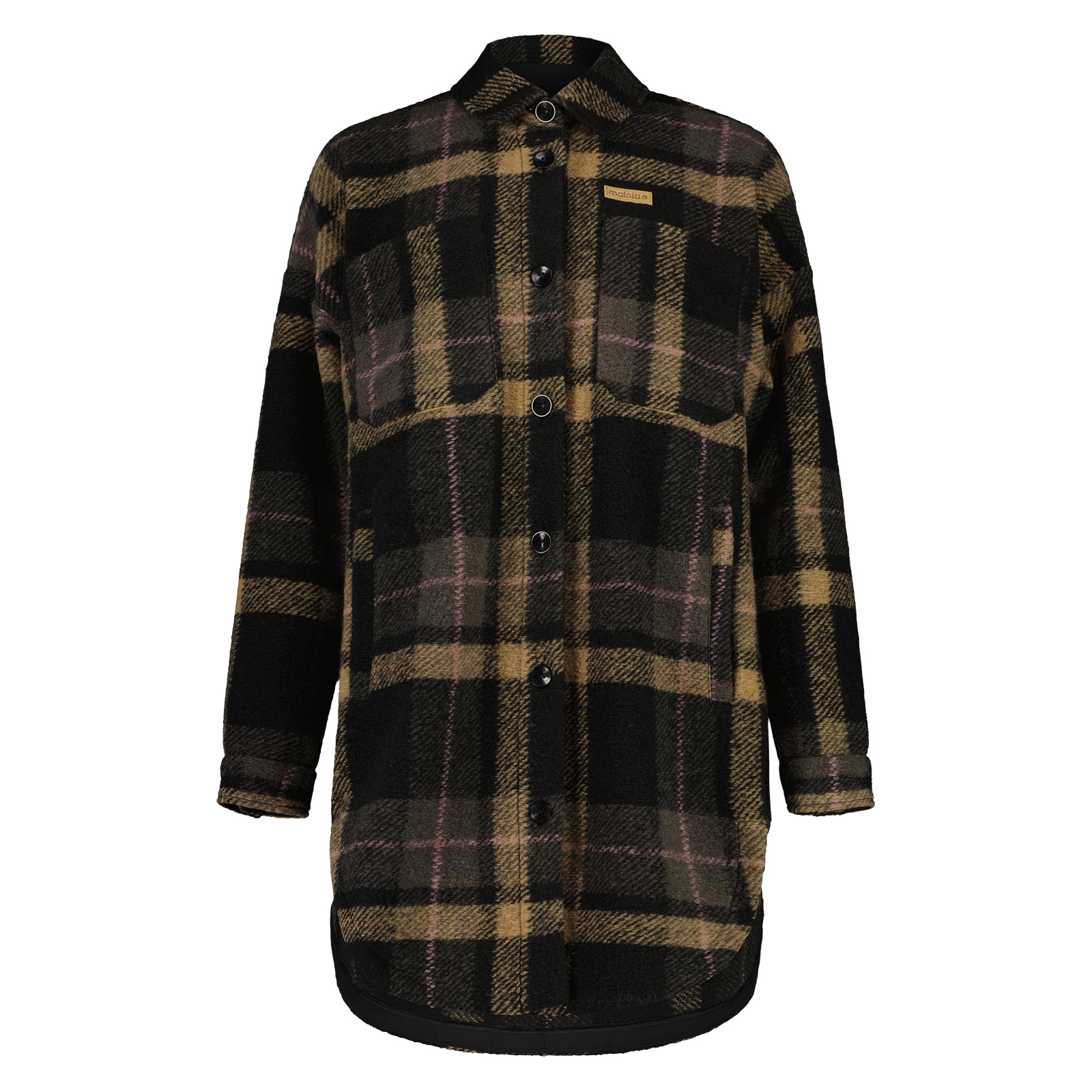 【MALOJA】女長版襯衫型羊毛外套 / 24MA38438 - [黃黑格]