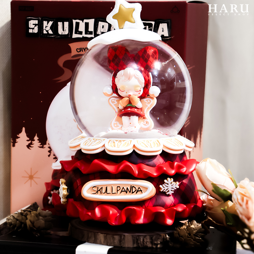 POP MART 泡泡瑪特 SKULLPANDA 聖誕節限定 許願時間到系列 音樂水晶球 發光 薑餅人