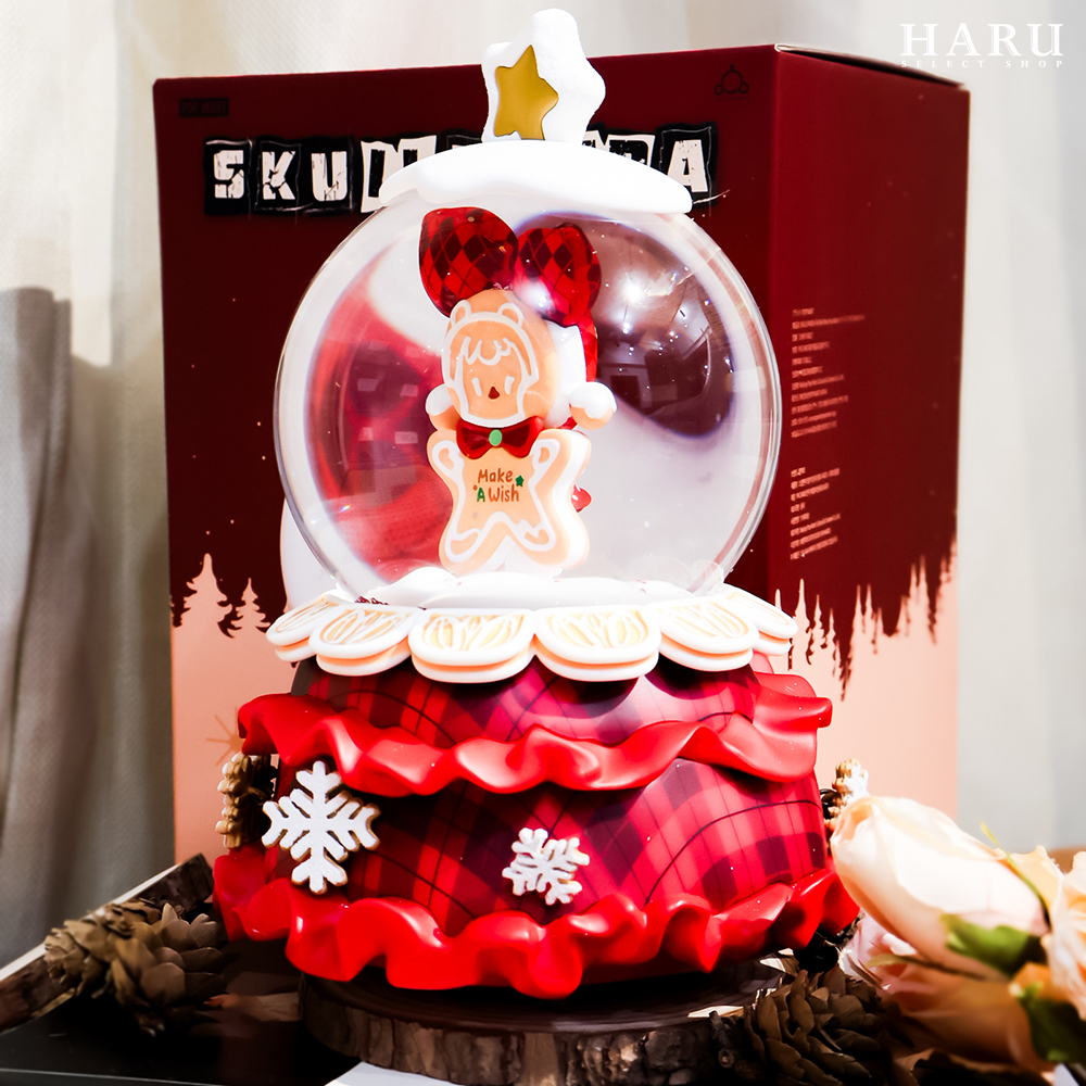 POP MART 泡泡瑪特 SKULLPANDA 聖誕節限定 許願時間到系列 音樂水晶球 發光 薑餅人