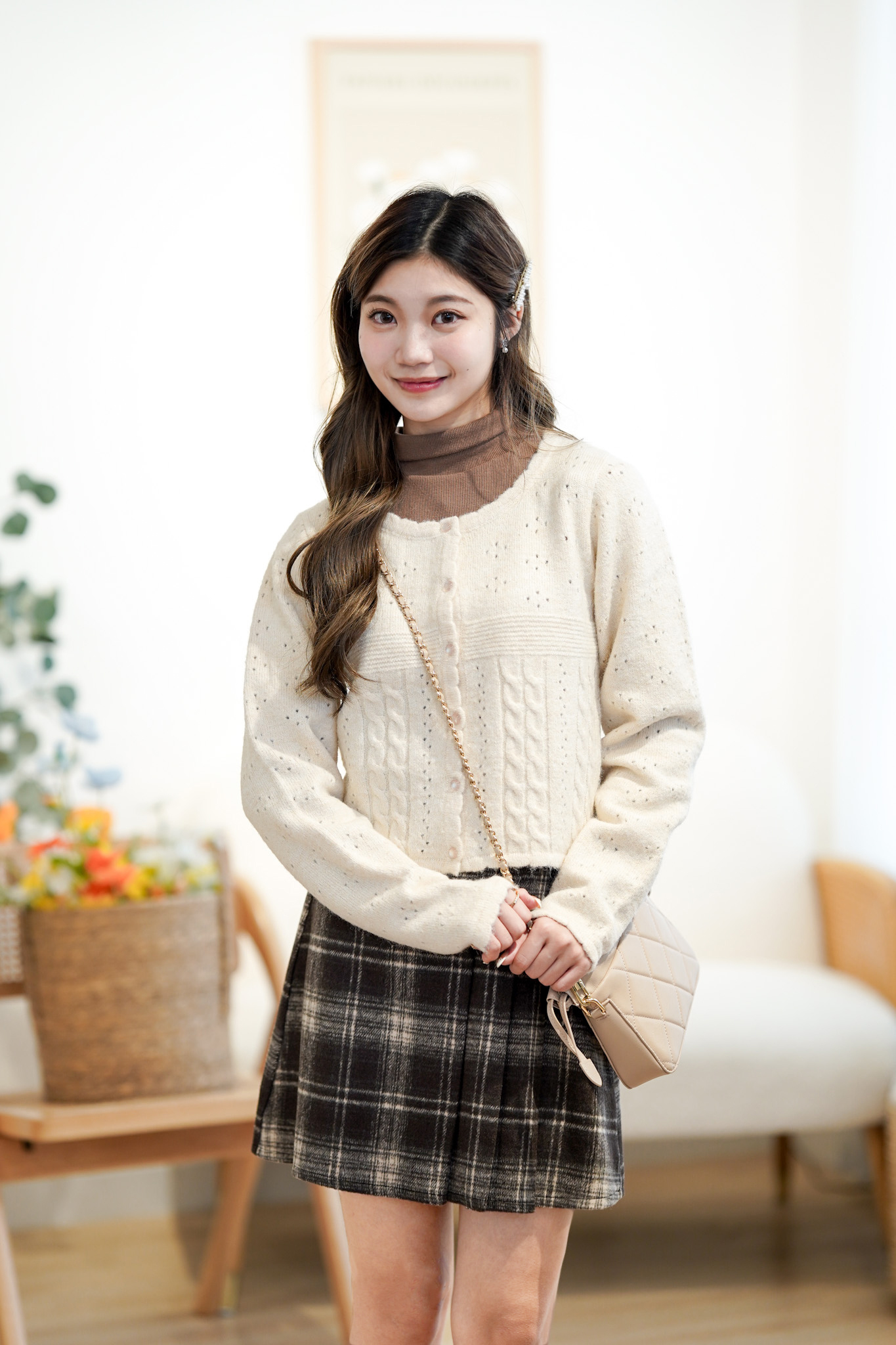 JK210 Cinnamon Dotted Cardigan