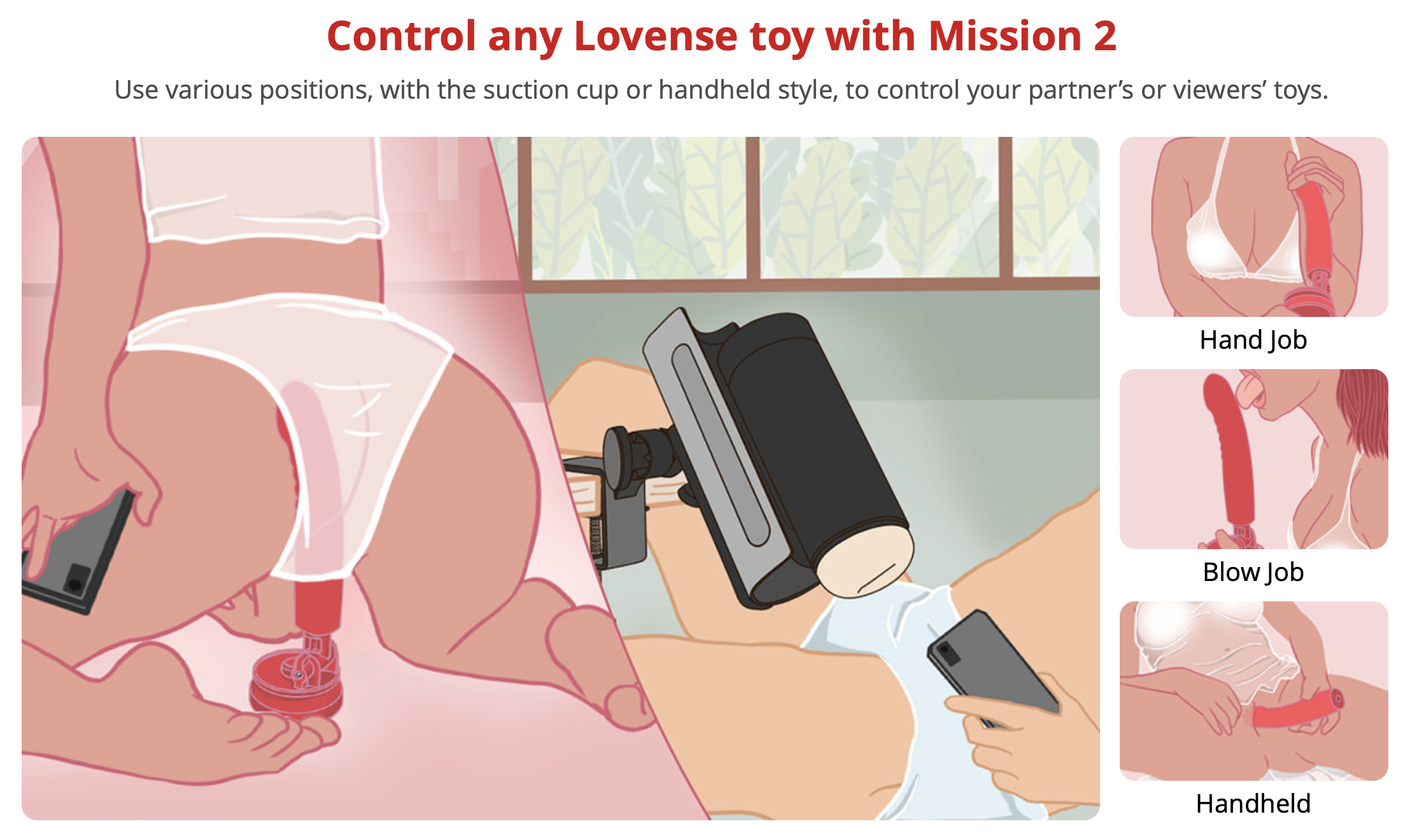 LOVENSE Mission 2 智能遠程仿真震動假陽具 - 紅色